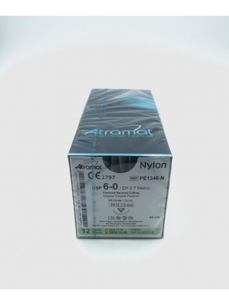 Мононить полиамидная нерассасывающиеся 6.0 / обр.-реж.прем., 3/8, черн. 13мм Мононить полиамидная нерассасывающиеся 6.0 / обр.-реж.прем., 3/8, черн. 13мм